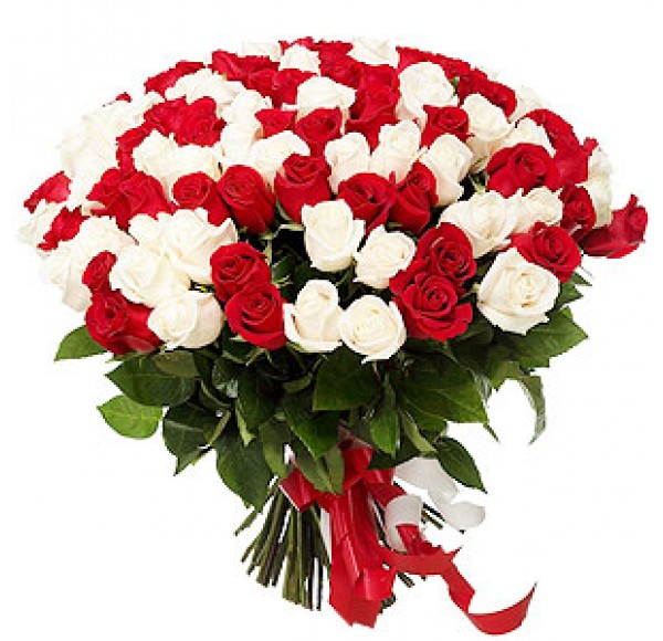 Red N White Roses Premium Bouquet